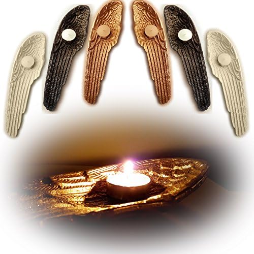 Large Guardian Angel Wing Votive Tealight Candle Holder Ornament (Black)