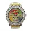 Rebel Tattoo Style Large Watch with Yellow Leather Band