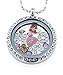 Round Necklace Floating Charm Locket with Bamboo Chain