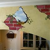Bird in Wall and Breakaway Bricks Mural Transfer Wall Decal