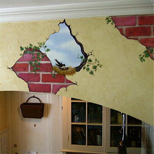 Bird in Wall and Breakaway Bricks Mural Transfer Wall Decal
