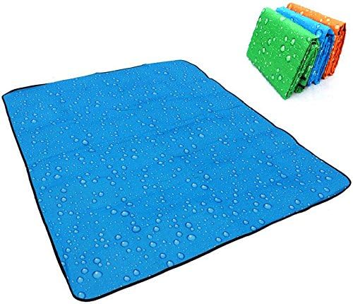 Euout® HIGH-END OUTDOOR PICNIC MAT 72"x60"Moisture-proof, Water-proof and Sand-proof 3-Layer Camping Picnic Blanket Beach Mat (Blue)