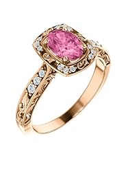 18K Rose Gold 7.00x5.00mm Oval Cut Pink Sapphire and Diamond Ring -- LIFETIME WARRANTY