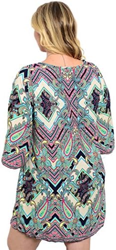 Shop the Trends Women's Plus Size 3/4 Sleeve Dress 3X-Large Cream Multicolor