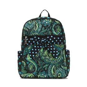 Belvah Quilted Blue Green Paisley Backpack Purse (11x13) - Chocolate Brown