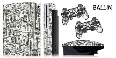 Protective skins for FAT Playstation 3 System Console, PS3 Controller skin included - BIG BALLIN