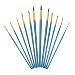 Imported Set of 12 Pcs Nylon Hair Paintbrush Artist Painting Pointed Tip Blue Handle RS.455.00