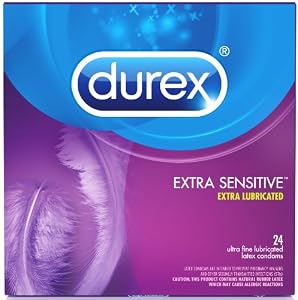 Durex Extra Sensitive Lubricated Condoms, 24-Count Box