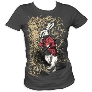 Buy Alice In Wonderland Late Ladies Junior T-Shirt In Charcoal by Alice in Wonderland