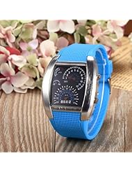 Youyoupifa Rubber Band Digital Display Dial LED Wrist Watch (Azure Blue)