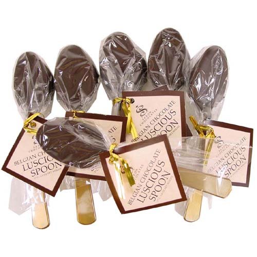6 Chocolate Belgian Chocolate Spoons: Luxury Chocolate Stirring spoons for Coffee, tea or... by Saxon