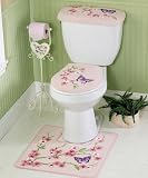 Cherry Blossom  Butterflies Pink Commode Set By Collections Etc