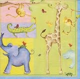 Caspari Set of 2 Animal Collage Set of 20 Paper Cocktail Napkins