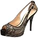 GUESS Women's Hondola Peep-Toe Pump,Natural Multi Fabric,7.5 M US
