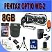 Pentax Optio WG-2 GPS Adventure Series 16 MP Waterproof Digital Camera with 5 X Optical Zoom (Orange) 8GB SD HC Card Battery and More Accessory Saver Bundle