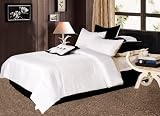 8 Pieces Luxurious Solid White Pleats Stripe Comforter Set Bed-in-a-bag for Queen Size Bedding