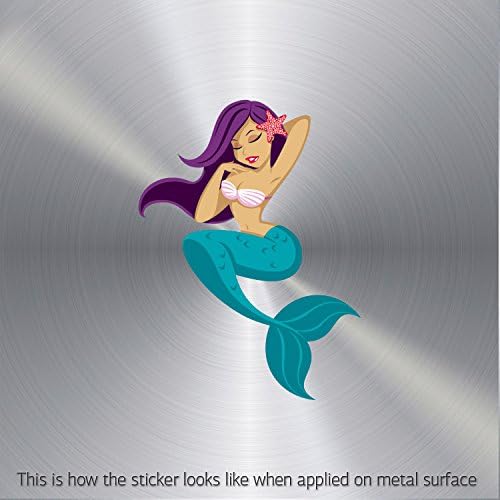 Stickers Decal Colorful Beautiful Mermaid Weatherproof Skate Specialty Perm (4 X 2.96 In)