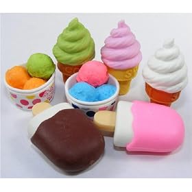 Ice Cream Parlor Japanese Erasers - 7 Pc