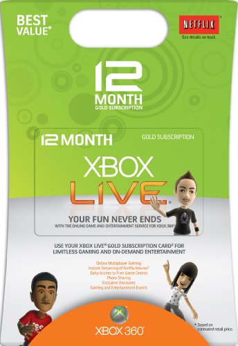 Xbox 360 12 Month Live Gold Card