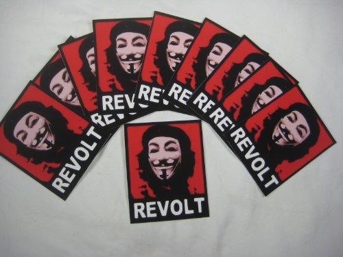 masks guy fawkes:10 Anonymous REVOLT Che Guevara Vinyl decals stickers x 10 Guy Fawkes Anon mask