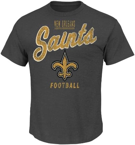 NFL New Orleans Saints Men's Inside Line III Crew Top, Charcoal, XX-Large