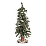 Pack of 4 Red Berry Flocked Pine Christmas Trees 24