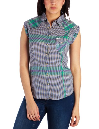 Wrangler Damen Bluse , kariert W5071B17B, Gr. 36/38 (S), Blau (Baja blue 7B) Preisvergleich