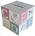 Kitchen & Housewares : ABC Pink & Blue Cube Moneybox. Can be personalised with up to 50 characters/letters