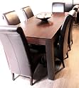 Dakota 6' Dining Table with 8 Vibo Leather Scroll Back Chairs - 100% Mango Hard Wood (No Veneer) Hand Crafted (Homescapes Brand) Available in 2 lovely dark mango wood shades.
