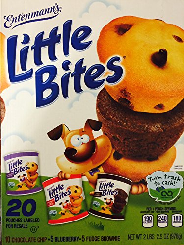 Entenmann's Little Bites Variety Pack: 20 Pouches Including 10 Chocolate Chip, 5 Blueberry and 5 Fudge Brownie Muffins