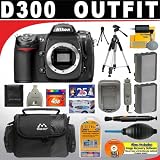 Nikon D300 DX 12.3MP Digital SLR Camera (Body Only) + Deluxe Accessory Kit