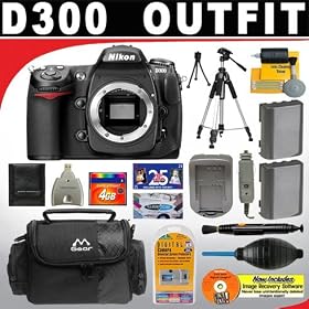 Nikon D300 DX 12.3MP Digital SLR Camera (Body Only) + Deluxe Accessory Kit