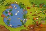 Nature Reserve Wall Hanging - includes 18 felt animals, foliage & creepy crawlies