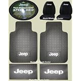7PC Jeep Logo Floor Mats Seat Covers Steering Wheel Cover complete combo set by Plasticolor
