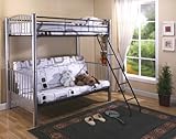 Twin / Full Silver Finish Metal Convertible Futon Bunk Bed