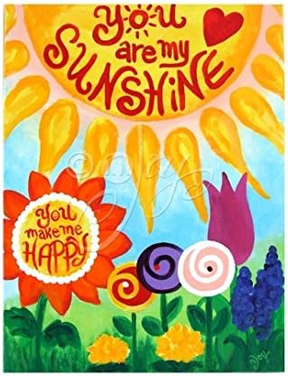 12"x16"x1" You Are My Sunshine art - original acrylic floral painting on gallery mounted canvas, by nJoyArt. Whimsical, colorful wall art for home or office.