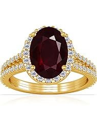 14K Yellow Gold Oval Cut Ruby Ring With Sidestones (GIA Certificate)