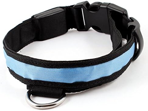 Pet Adjustable Belt 3 Modes LED Light Nylon Safety Collar Blue Black