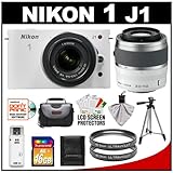 Nikon 1 J1 10.1 MP Digital Camera Body with 10-30mm & 30-110mm VR Lens (Whi ....
