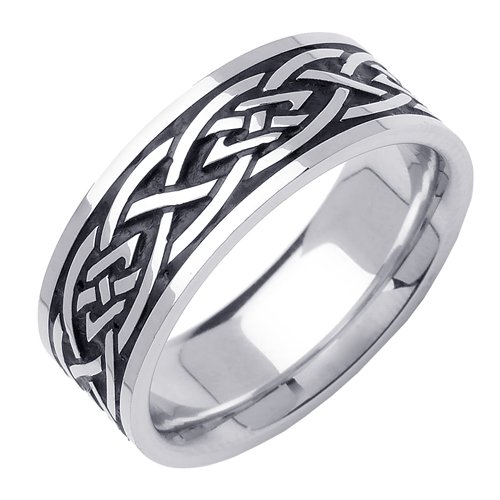 Elegant Wedding Bands With Comfort Fit 14K White Gold Can Also Be Made In Platinum or Other Colors 18K And 24K Is Also Available 8mm