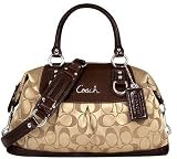 Coach F15443 Khaki Mahogany Ashley Signature Convertible Satchel New with Tags