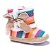 QGAKAGO(TM) Baby Multicolor Rainbow Cotton Knit Premium Soft Sole Anti-Slip Warm Winter Infant Prewalker Toddler Cute Snow Boots