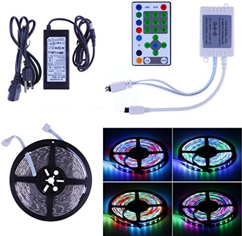5M 16.4 Ft 270leds 54Leds/M 5050 SMD RGB Waterproof Dream Color Changing Chasing Lighting Kit Horse Race LED Strip Light for Decorating with 25 Key Remote Controller + 6A 12V Power Supply