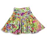 Haven Girl - Girls Knit Paisley Print Skirt, Green, Multi