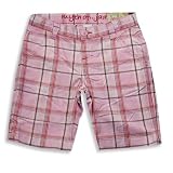 Jade - Girls Low Rise Woven Plaid Bermuda Short, Pink, Brown