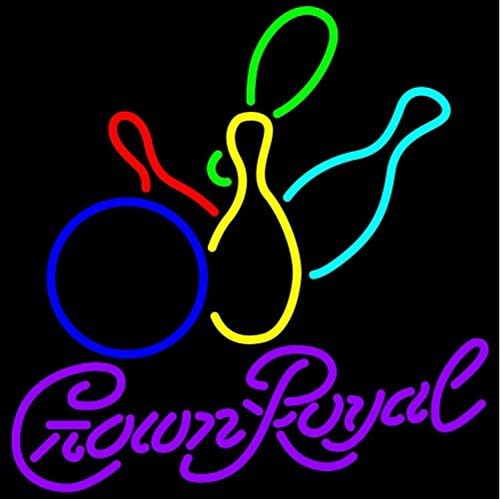 Free Shipping!Super Bright! New Crown Royal Colored Bowling Sign Handcrafted Real Glass Neon Light Sign Home Beer Bar Pub Recreation Room Game Room Windows Garage Wall Sign 19x15 inches