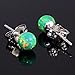 Margarita: 4mm Kiwi Green Created Opal Ball Stud Post Earrings, Solid 925 Sterling Silver