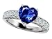 3.00 cts 925 Sterling Silver 14K White Gold Plated Lab Created Heart Shape Sapphire Engagement Ring