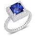 Jewelry : Standout Princess Cut Checker Board Created Blue Sapphire & White CZ Size 7 Gemstone Ring in Sterling Silver