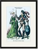 Black Framed/Matted Print 17x23, German Costume: Noble Woman and German Knight II